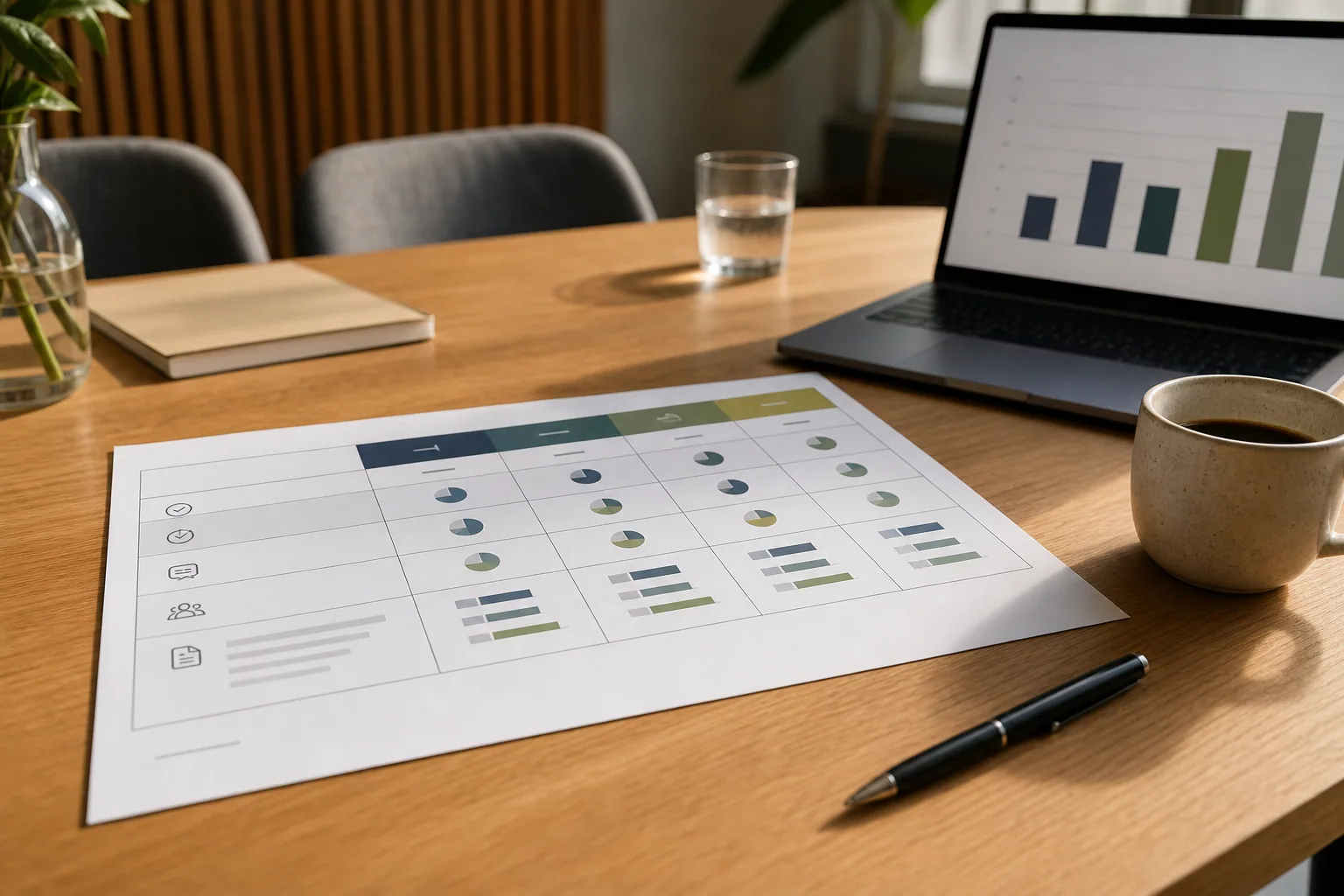 Illustration af KPI-dashboard og kundeservice-metrics